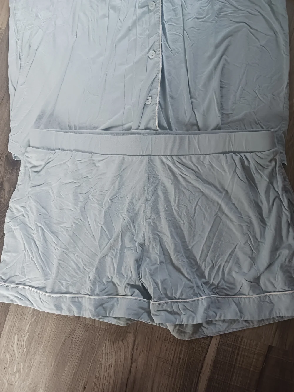 Kindred Bravely Bamboo Clea Light Blue Short Pajama Set with Contrast Piping